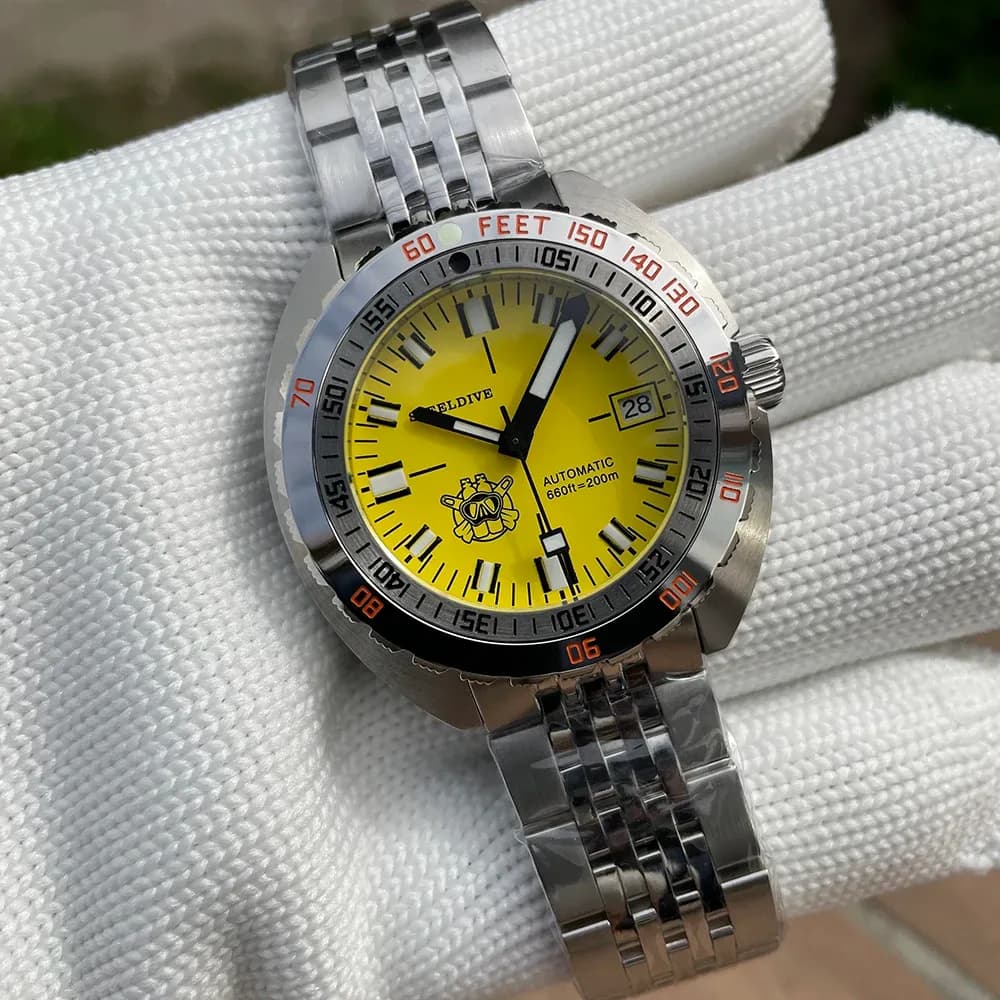 ساعة STEELDIVE SD1967 غواص أوتوماتيكية 43 مم بعلبة فولاذية وزجاج ياقوتي