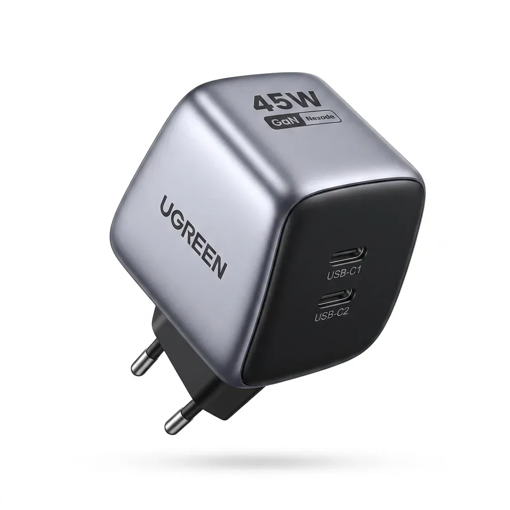 شاحن UGREEN GaN 45 واط ثنائي المنافذ للسفر