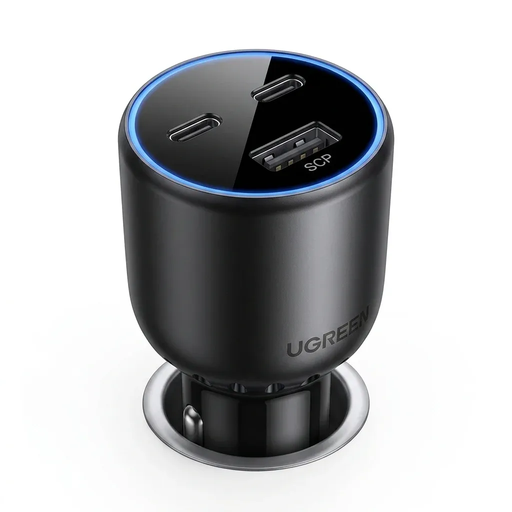 شاحن سيارة UGREEN أسود بثلاثة منافذ