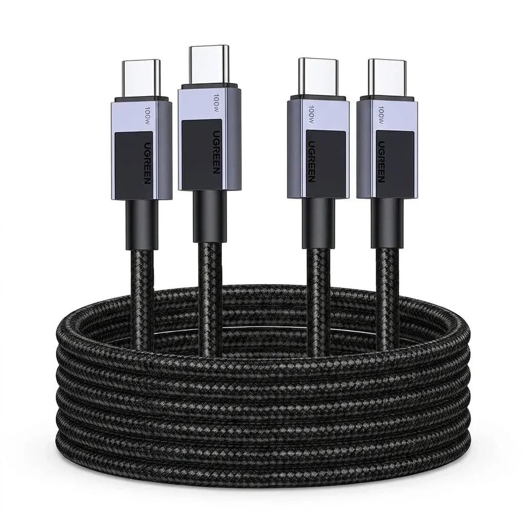كابل يوغرين USB-C مزدوج PD 100 واط للشحن السريع والبيانات