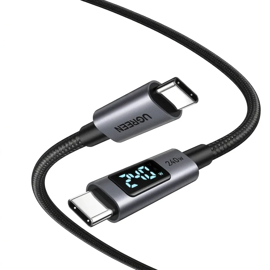 كابل يوغرين USB-C بشاشة رقمية 240 واط